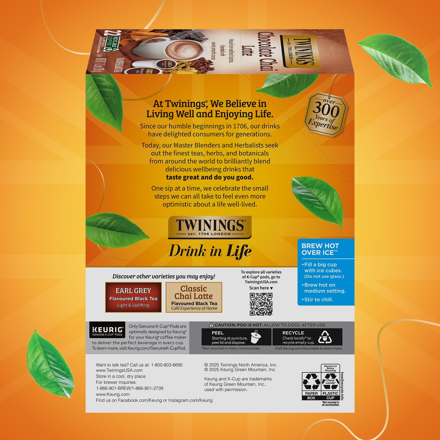 NEW Twinings Chocolate Chai Latte Tea K-Cup Pods for Keurig, 22 Count (Pack of 1), Velvety Smooth Cocoa with Real Spiced Tea, Ca