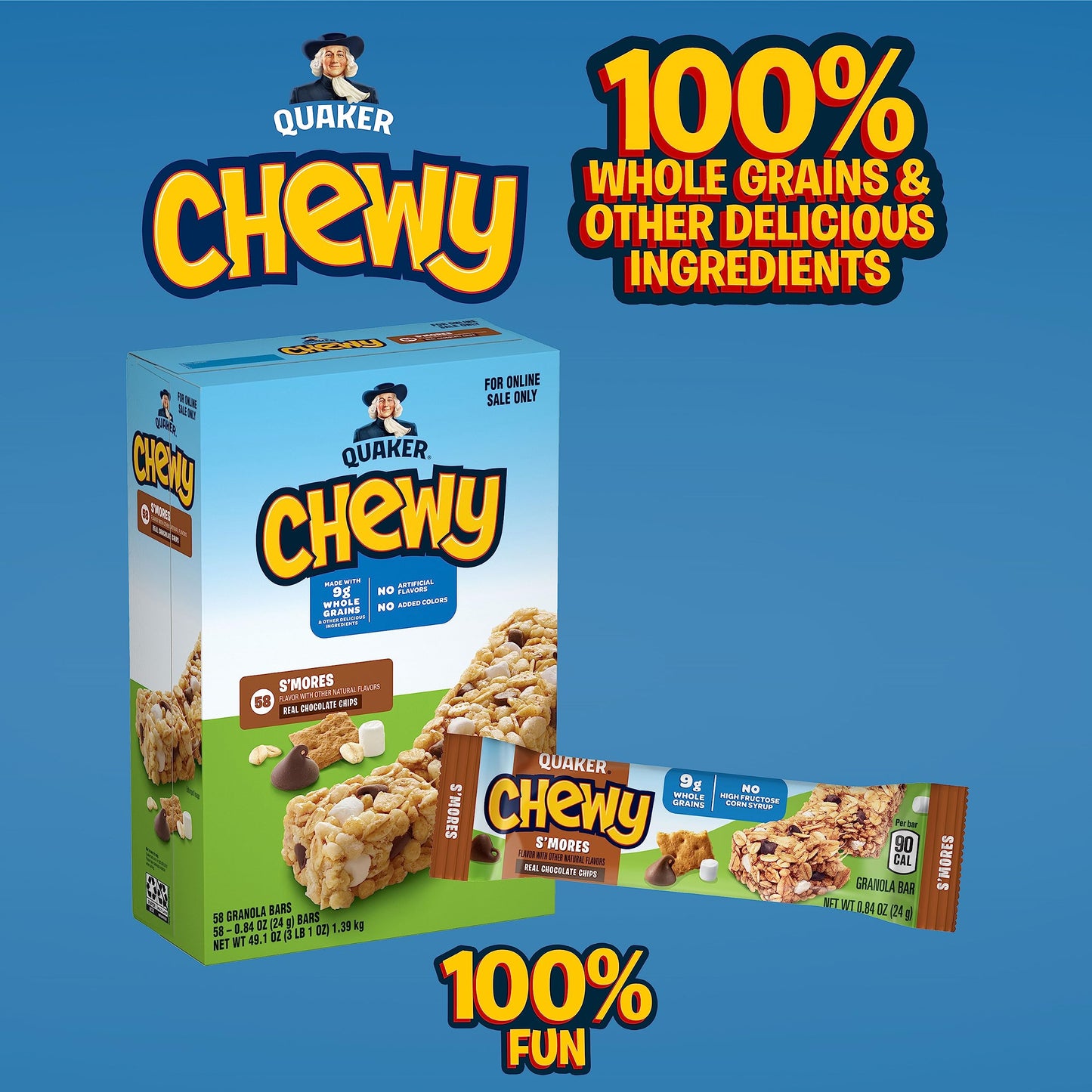 Quaker Chewy Granola Bars, Smores, 58 Count