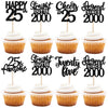 24PCS Black Happy 25th Birthday Cupcake Toppers Twenty Five Straight Outta 2000 Cupcake Picks Cheers to 25 Lengend Since 2000 Ca