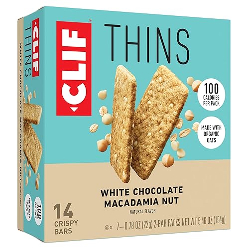 Clif Bar Thins - White Chocolate Macadamia Nut Flavor - Crispy Snack Bars - Made With Organic Oats - Non-Gmo - Plant-Based - 100
