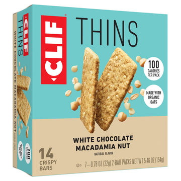 Clif Bar Thins - White Chocolate Macadamia Nut Flavor - Crispy Snack Bars - Made With Organic Oats - Non-Gmo - Plant-Based - 100