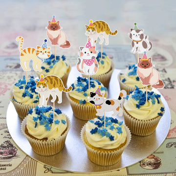 36 Pack Pet Cat Cupcake Toppers Cat Birthday Party Supplies Picks Baby Shower Kid Cat Lover Cake Decorations Supplies