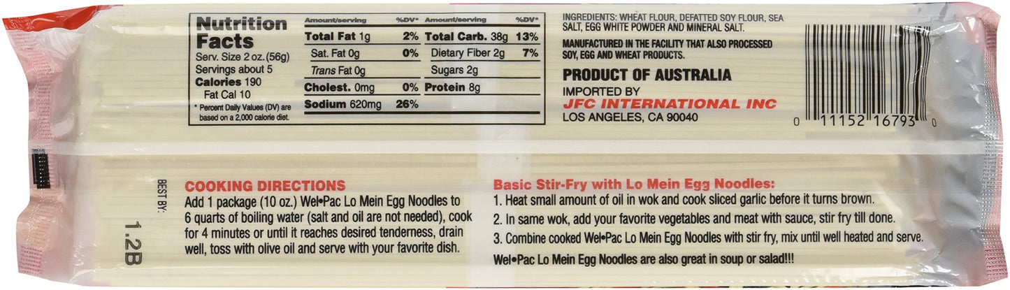 Wel Pac Lo Mein Egg Noodles, 10 Ounce (Pack Of 6)
