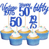 30PCS Happy 50th Birthday Cupcake Toppers Cheers to 50 Vintage 1975 Cupcake Picks Hello 50 Fifty 50th Birthday Decorations for 5