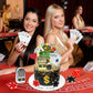 Morofme  card-style Cake Decorations Set, 21 PCS, Medium, Plastic, Includes Slot Machine,  card-style Chips, Dices, Dollar Sign, Birthday Party Supplies