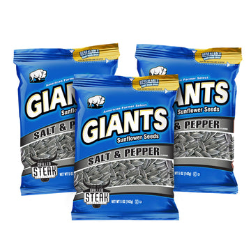 GIANTS Salt & Pepper Sunflower Seeds - Sunflower Seeds Bulk, Cracked Pepper Sunflower Seeds to Eat, Flavored Healthy Snack with 