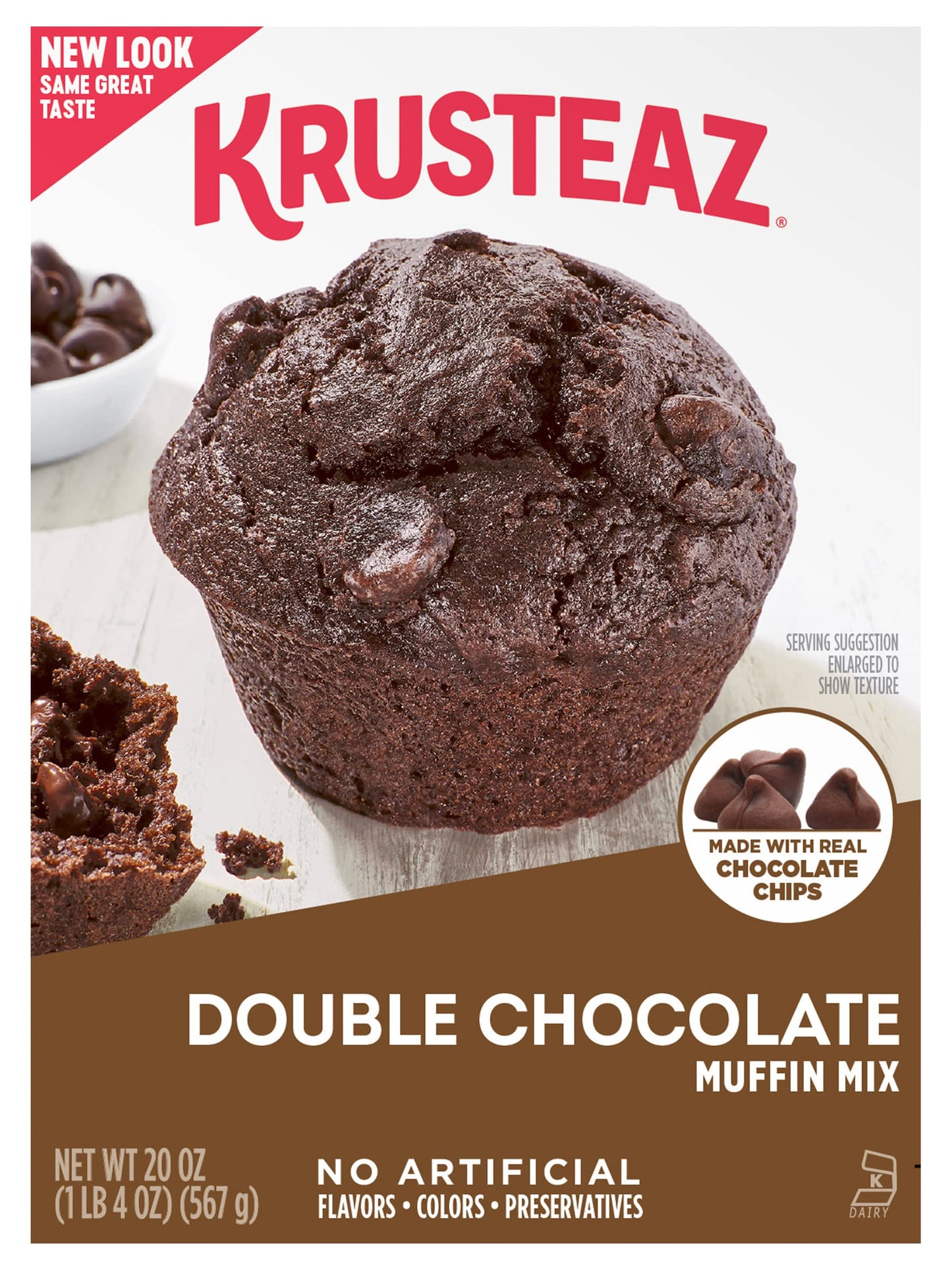 Krusteaz Double Chocolate Muffin Mix, 20 Oz Box (Pack of 2), Made with Real Chocolate Chips, No Artificial Flavors or Preservatives