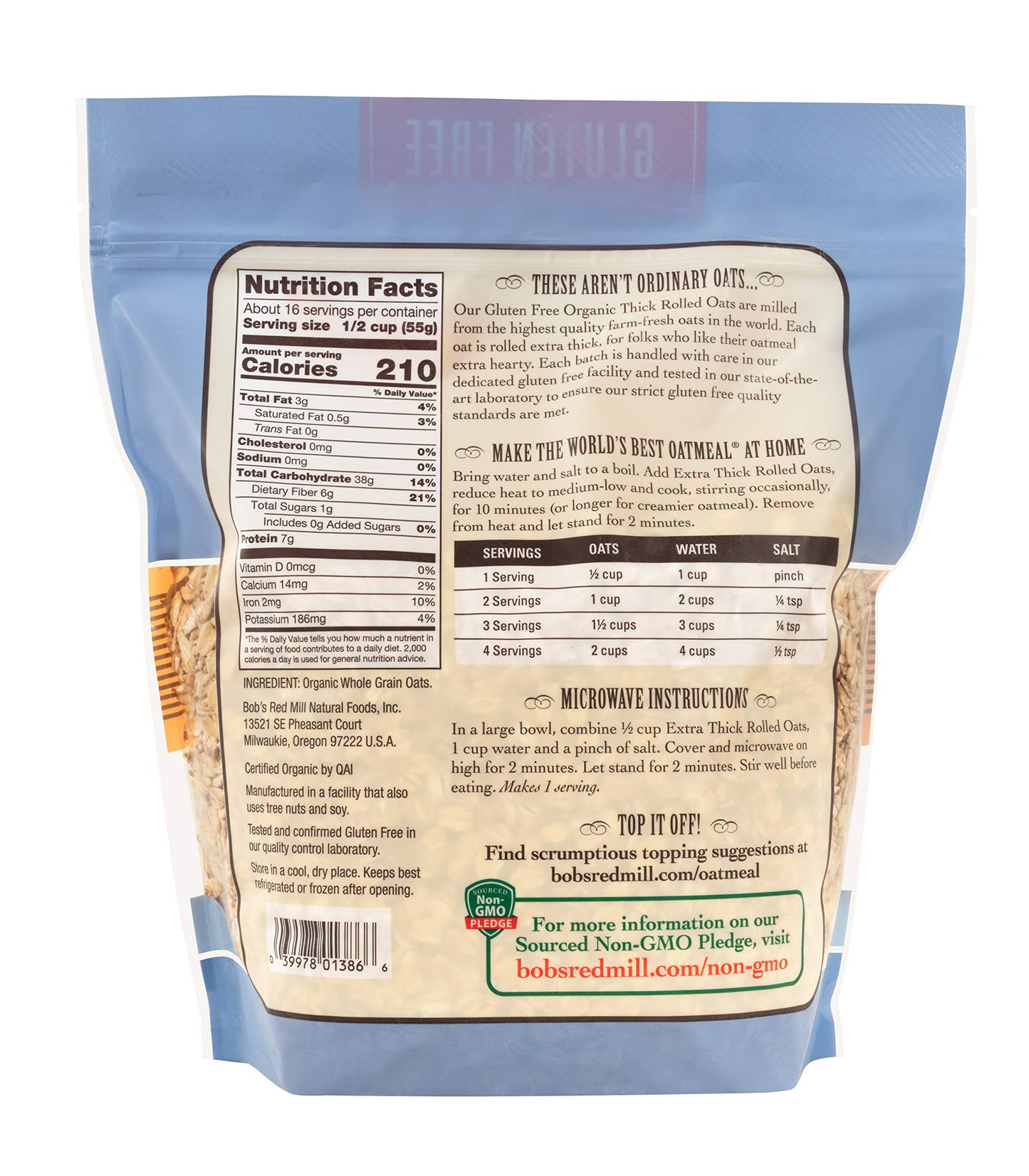 Bob's Red Mill Organic Extra Thick Rolled Oats, Gluten Free, 32 Ounces (Pack Of 4)