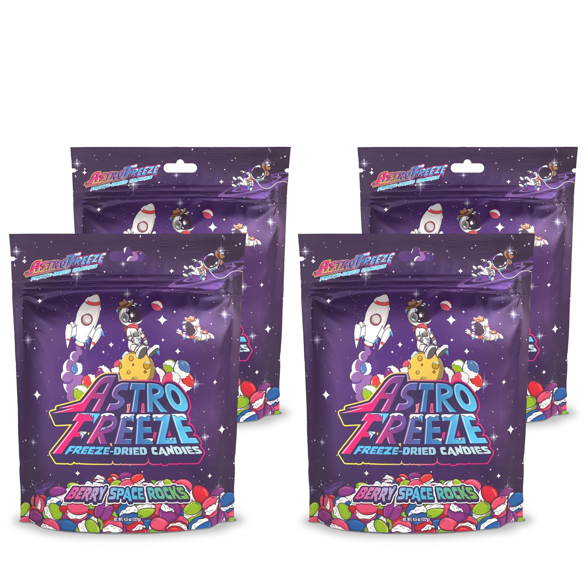 Premium Freeze Dried Berry Skittles - [4-Pack] 18Oz 1.13Lb - Berry Space Rocks Freeze Dried Candy - Flavors = Melon Berry, Wild