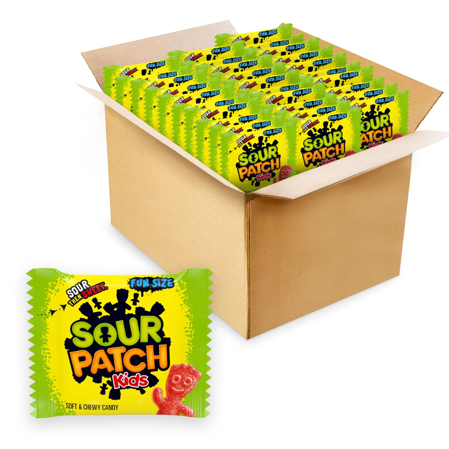 SOUR PATCH KIDS Soft & Chewy Candy  Bulk Christmas Candy Stocking Stuffers  140 Snack Packs