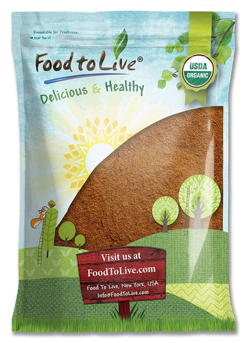 Food to Live Organic Cacao Powder, 8 Pounds Certified, Non-GMO, Kosher, Unsweetened, Sirtfood, Bulk
