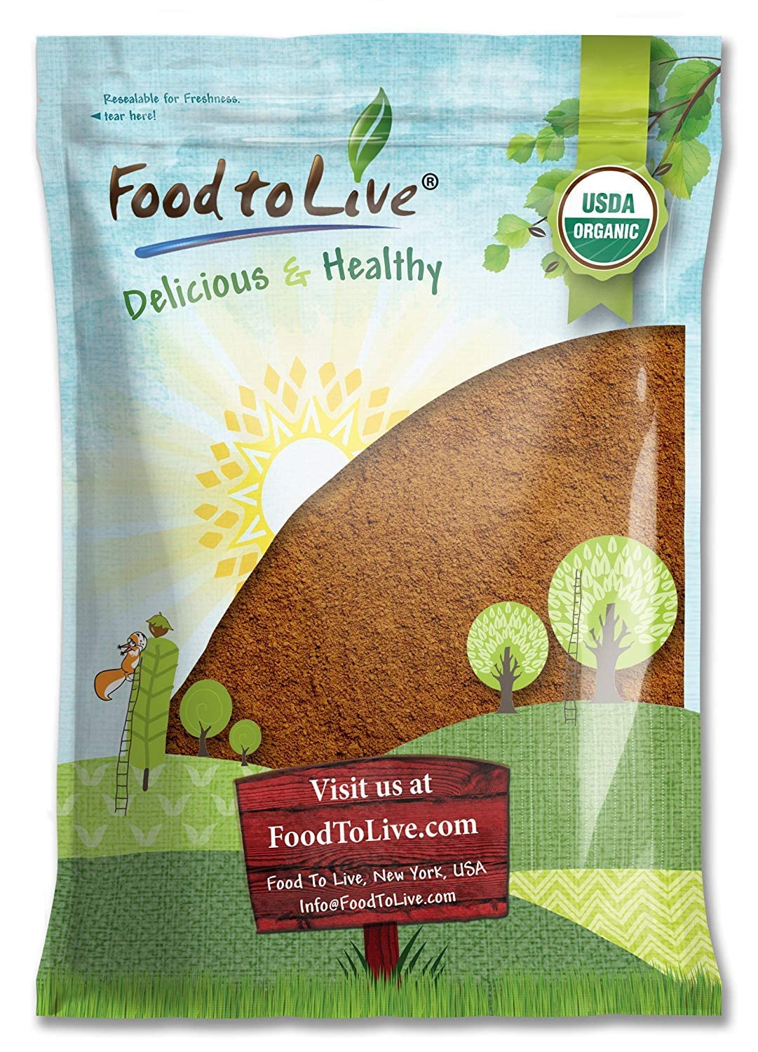 Food to Live Organic Cacao Powder, Non-GMO, Kosher, Unsweetened, 5 Pound Bulk