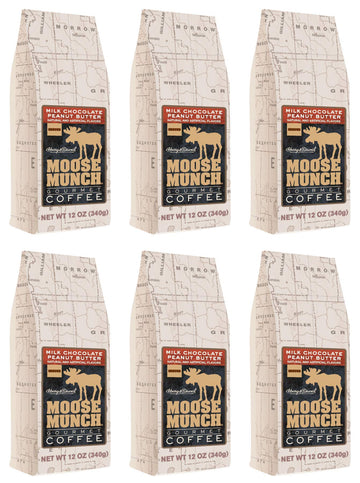 Moose Munch Gourmet Ground Coffee By Harry & David, 6/12 Oz Bags (Milk Chocolate Peanut Butter)
