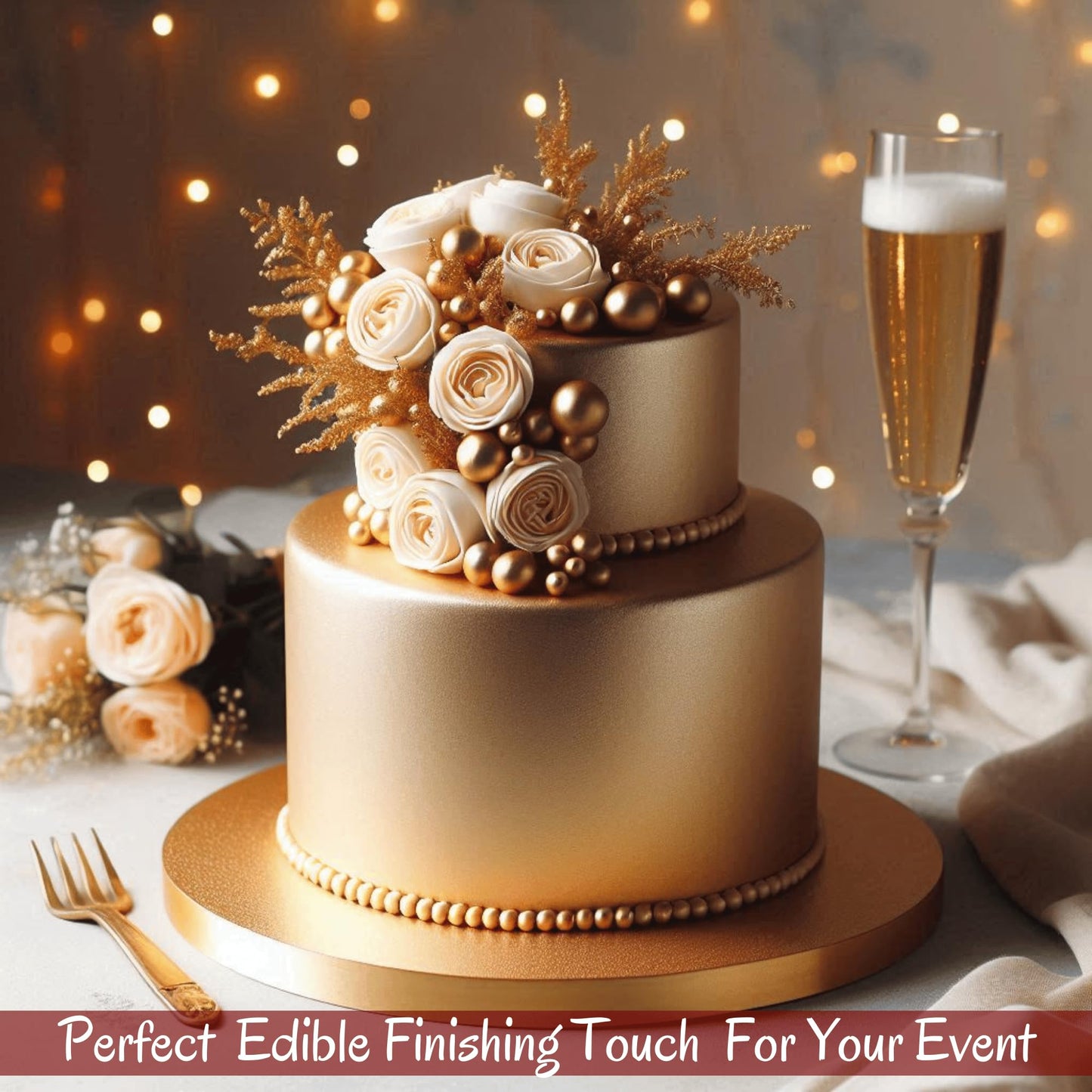 Confect Metallic Champagne Gold Fondant | Christmas Fondant | Edible Fondant | Chefs Choice Fondant For Cake Decorating | Fondant For Cake | Vegan, Gluten-Free, Nut-Free, Palm Oil-Free – 8.8 Oz