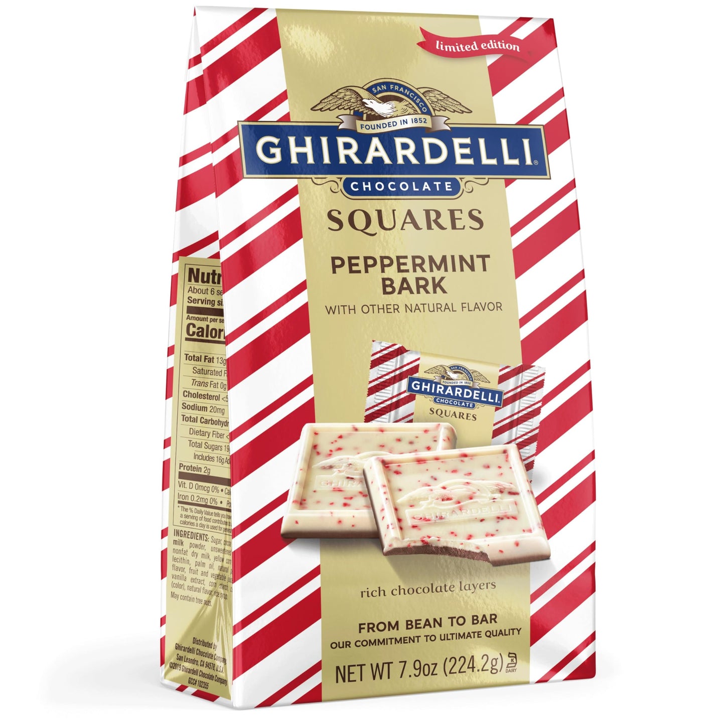 GHIRARDELLI Peppermint Bark Chocolate Squares  7.9 OZ Bag