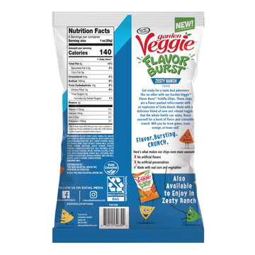 Sensible Portions Garden Veggie Flavor Burst Tortilla Chips, Ranch, 6 Oz (Pack Of 6)