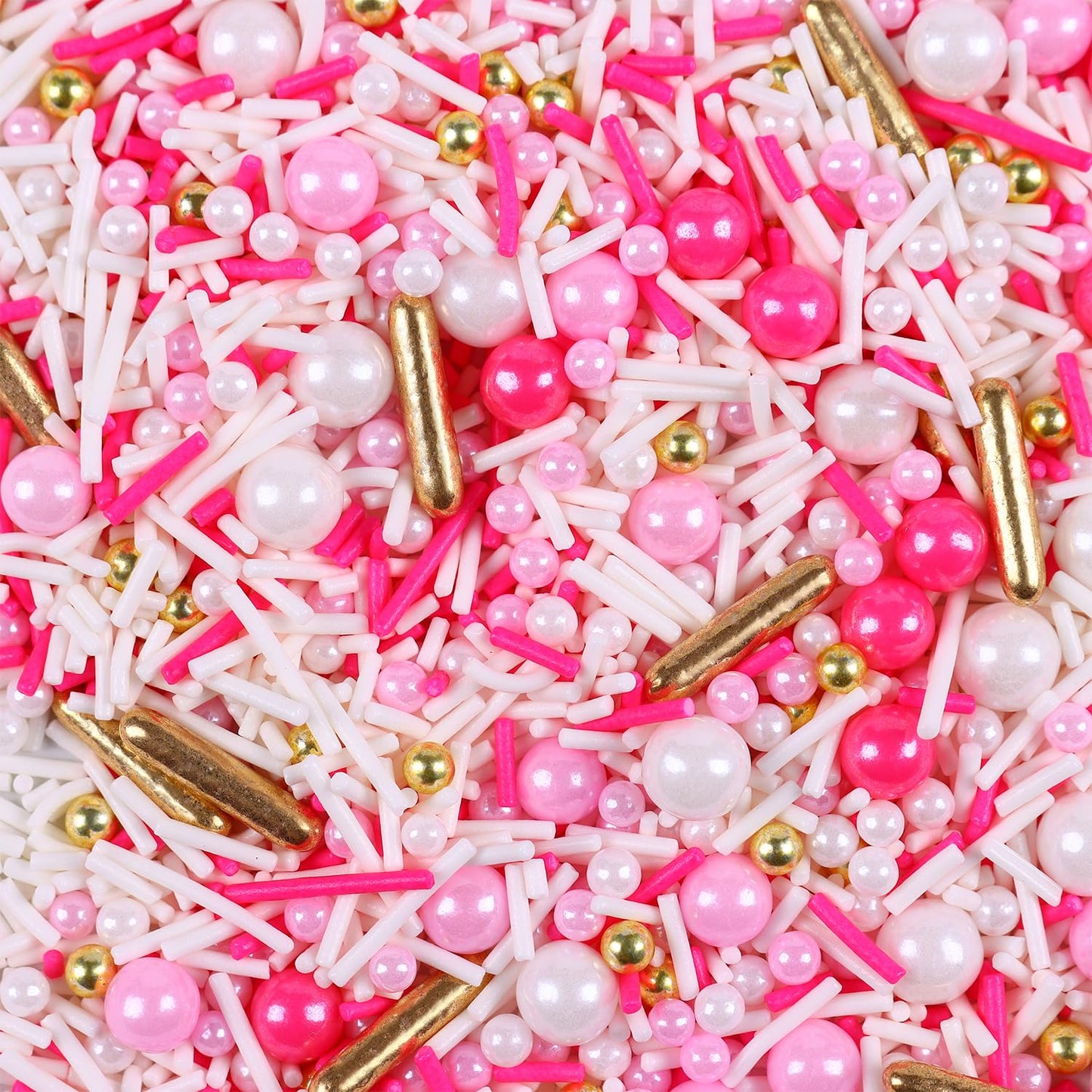 Pink Sprinkles For Cake Decorating, 3.52Oz Pearl Sprinkles For Ice Cream Cupcakes Toppings Baking Cookies, Pink Gold Sprinkle Fo