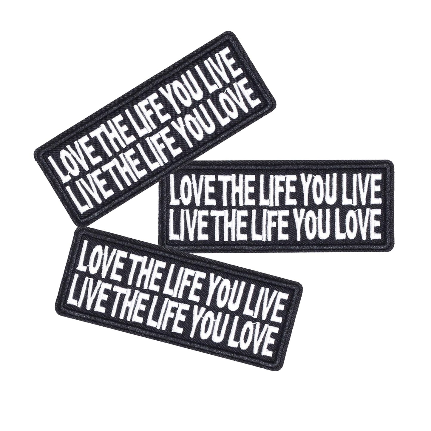 U-Sky Sew Or Iron On Clothing Patches, 3Pcs Funny Patches Love The Life You Live, Live The Life You Love Iron Patches For Motorc