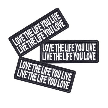 U-Sky Sew Or Iron On Clothing Patches, 3Pcs Funny Patches Love The Life You Live, Live The Life You Love Iron Patches For Motorc