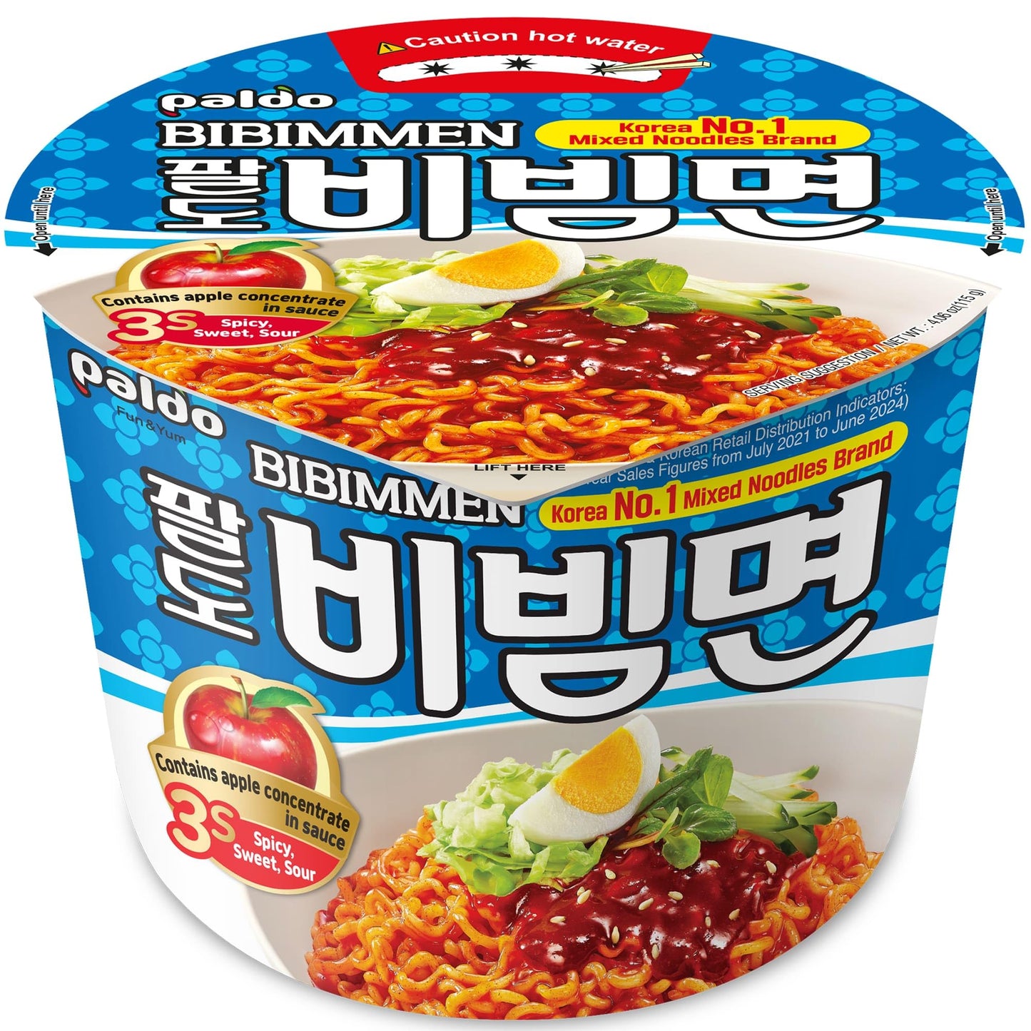 Paldo Fun & Yum Bibimmen Instant Cold Cup Noodles, Brothless Cold Ramen with Sweet & Spicy Seasoning Sauce, Best Oriental Style 