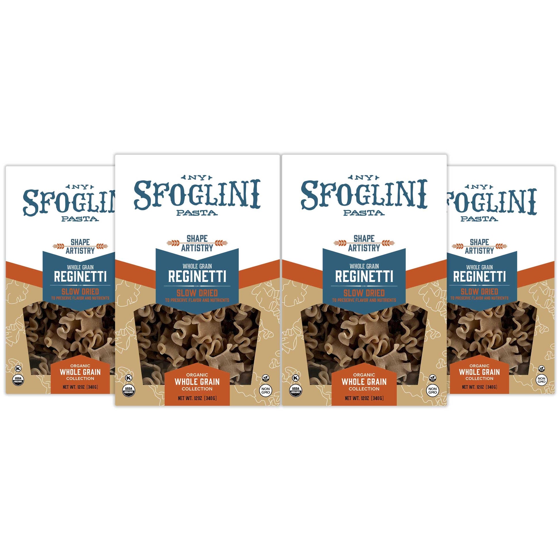 Sfoglini Organic Whole Grain Pasta Variety Pack, Whole Grain Radiators & Whole Grain Reginetti, 4 Count