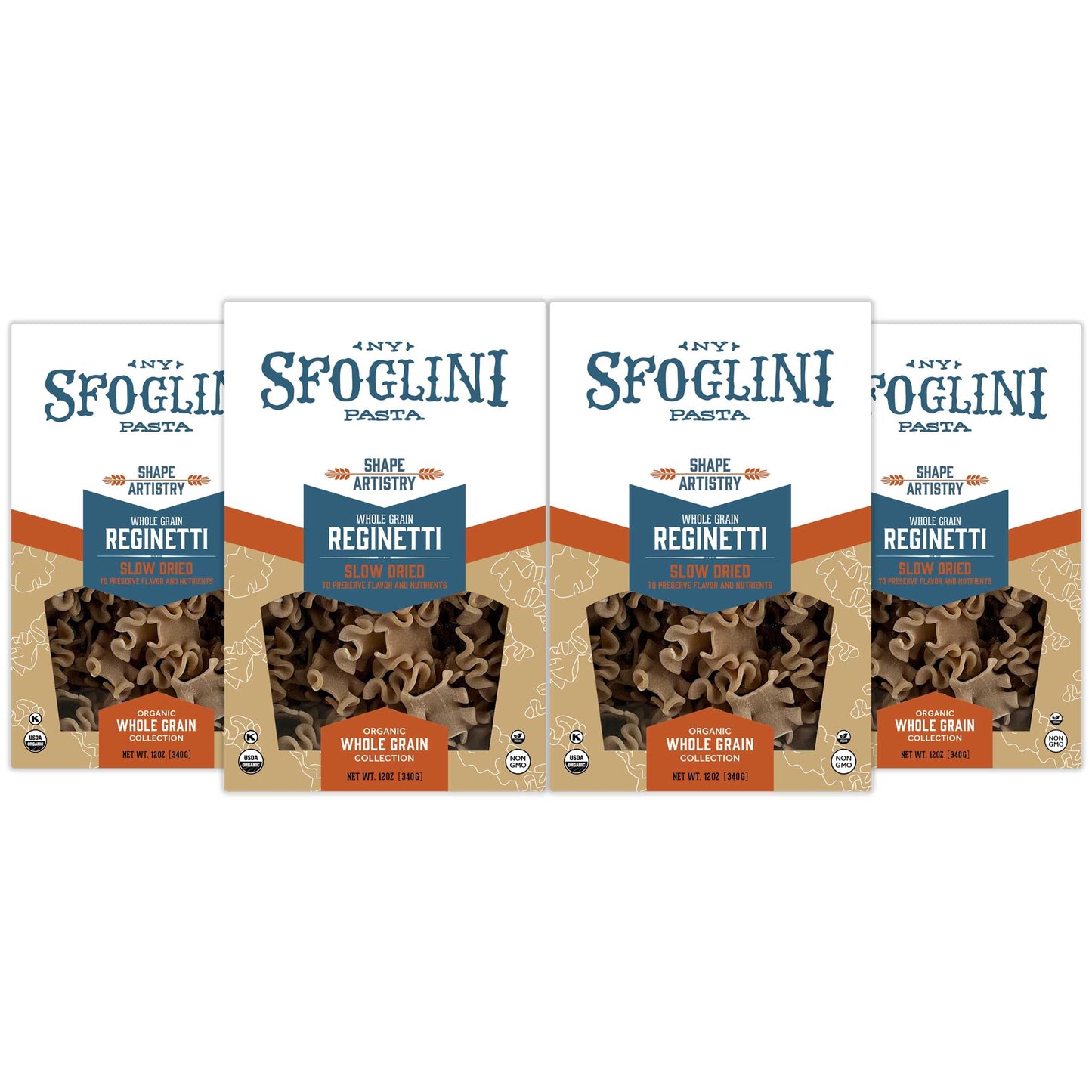 Sfoglini Organic Whole Grain Pasta Variety Pack - Radiators & Reginetti, 12 Ounce (Pack of 4)