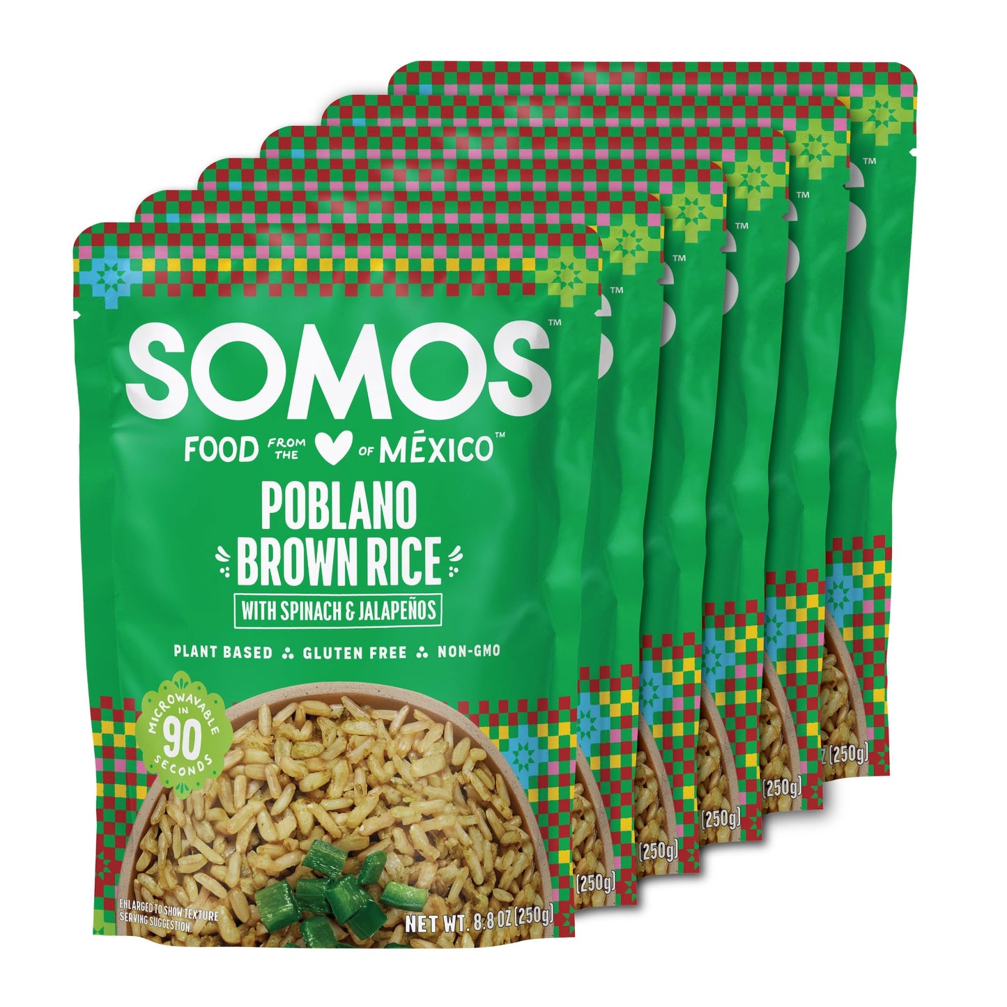 Somos Poblano Brown Rice - Gluten Free, Non-Gmo, Vegan & Microwavable Meals Ready To Eat - Delicious, Healthy & Convenient - Per