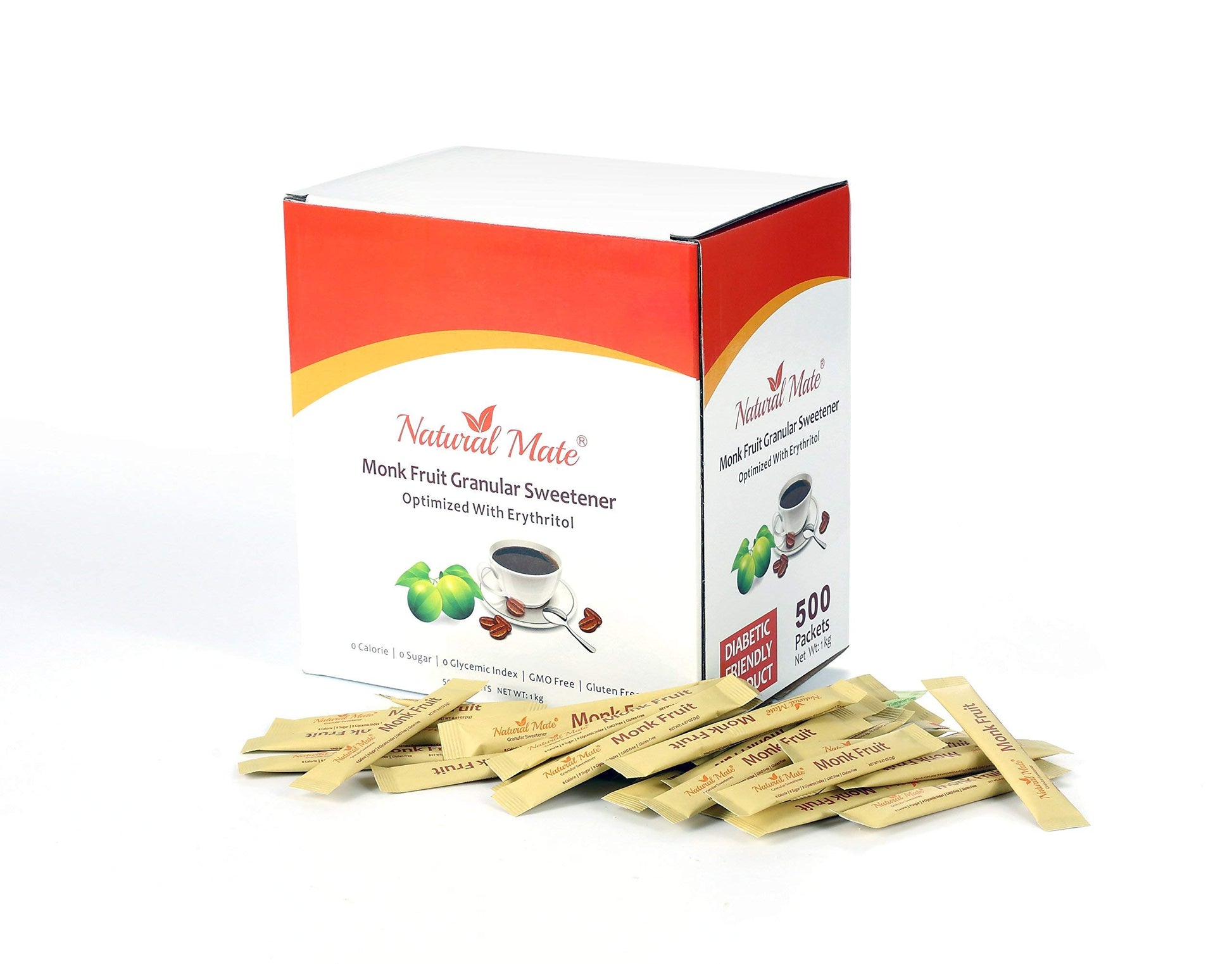 Natural Mate Monk Fruit Sweetener Packets, 500 Count (2 Grams/Packet) | 1 Pack