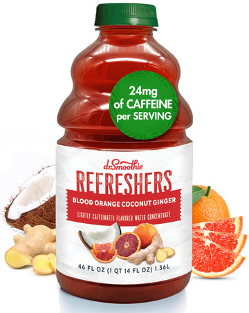 Dr. Smoothie Refreshers Blood Orange Coconut Ginger Drink Concentrate, 46 Fl Oz, Lightly Caffeinated, No Artificial Colors