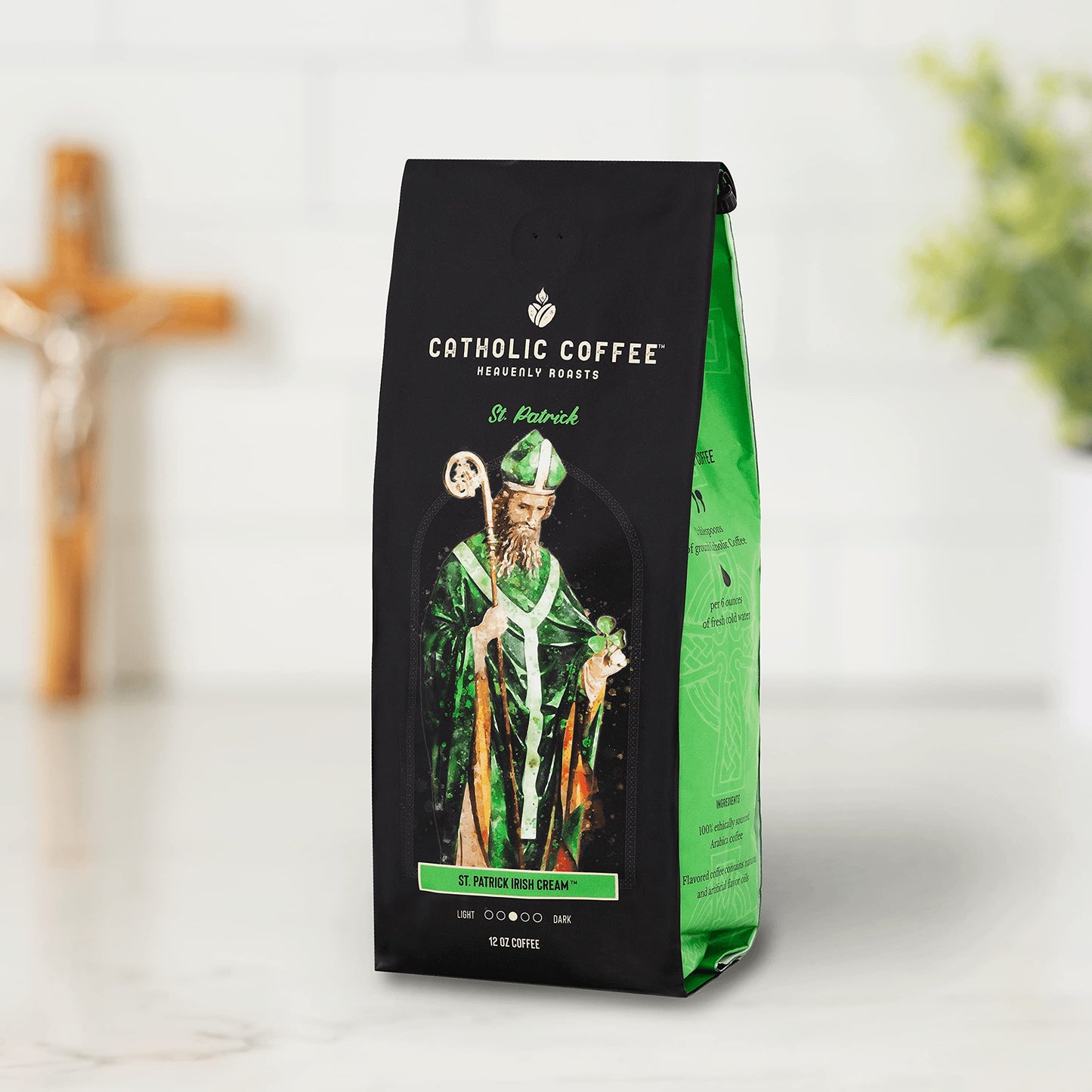 St. Patrick'S Irish Cream (Ground) 12 Ounces Arabica Bean Coffee, Medium Roast Coffee Saint Patrick’S Day Gifts Irish Catholic Gifts