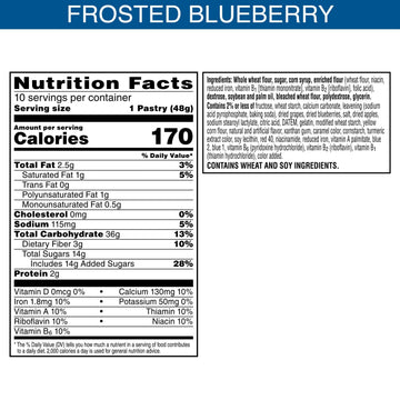 Pop-Tart Made with Whole Grain, Toaster Pastries, Frosted Blueberry, 1.76oz (120 Count)