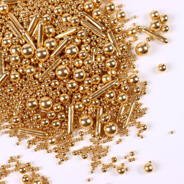 Gold Pearl Sprinkles For Cake Decorating, Gold Pearl Metallic Rod Mix, 4.23 Oz Gold Sprinkles For Cupcakes, Ice Cream, Cookies,