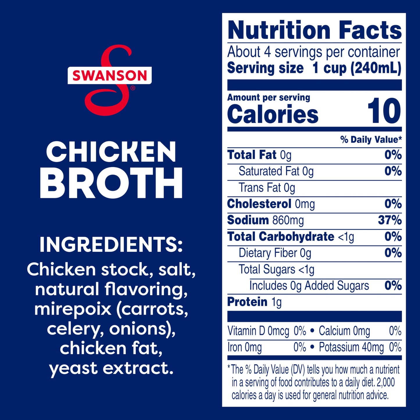 Swanson 100% Natural Chicken Broth, 32 Oz Carton