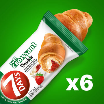 7Days Soft Croissant, Strawberry & Vanilla Croissant, Breakfast Pastry, Individually Wrapped On The Go Snack, Non-GMO, 2.65 Ounc