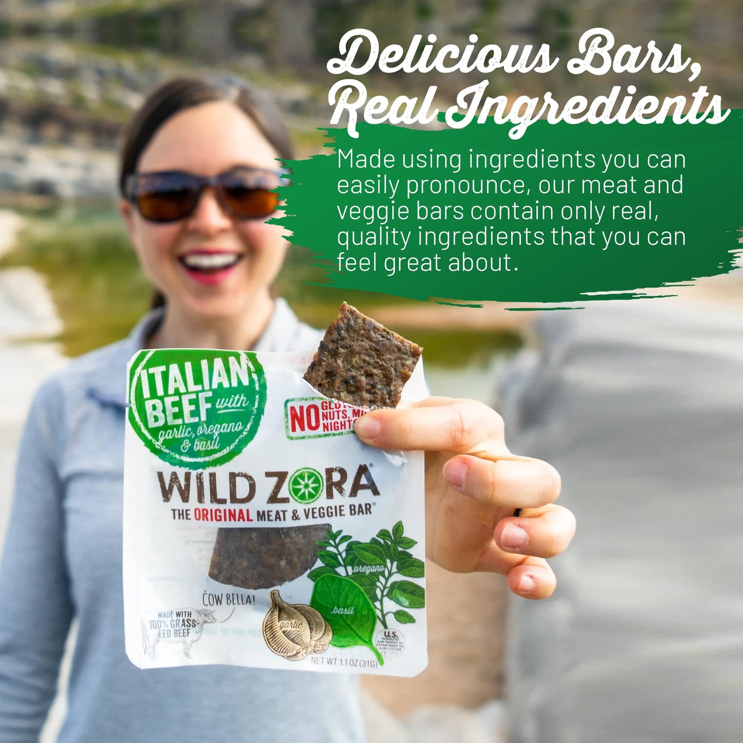 Wild Zora Meat & Veggie Bars, Variety 5-Pack, Natural Pork, Beef, Lamb, & Turkey Jerky Snacks, Healthy Paleo Snacks, Aip Friendl