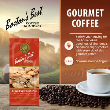 Bostons Best - Snick A Doodle Flavored Delicious Gourmet Coffee, Premium Ground Coffee, 11 Oz. / 311 G Coffee Bag