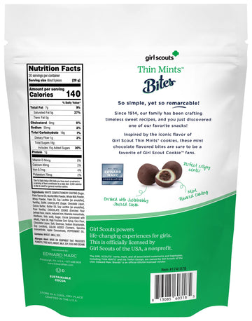 Edward Marc Thin Mint Bites, 20 Oz - Girl Scouts-Inspired Mint Chocolate Cookie Bites, Giftable Gourmet Snacks, Dessert Bites