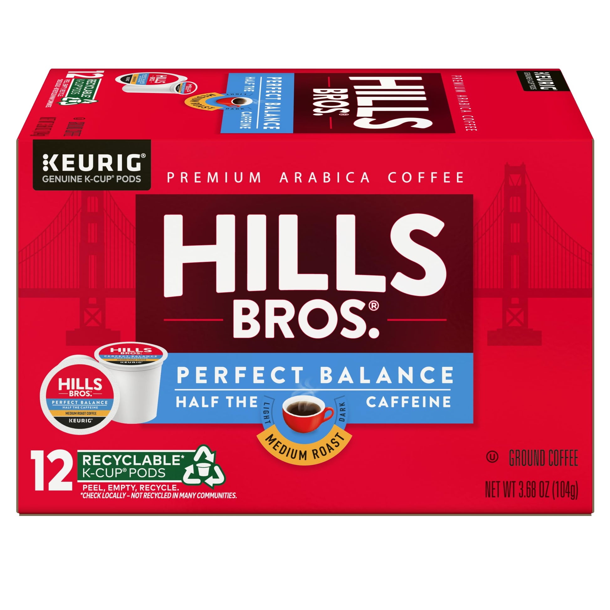 Hills Bros. House Blend Dark Roast K-Cup Pods, Premium Arabica, 12 Count, Kosher