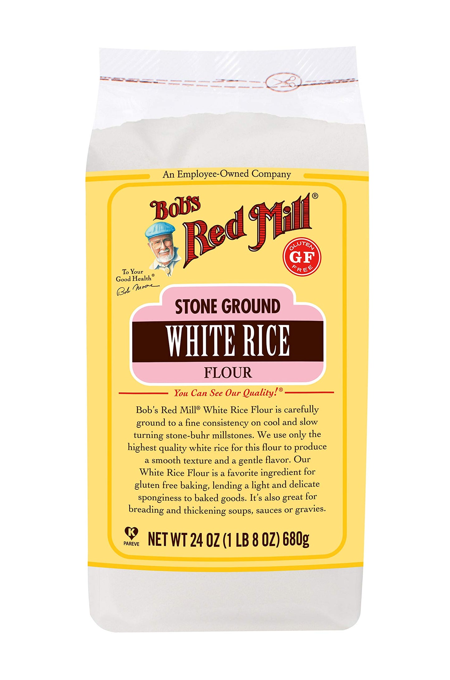Bobs Red Mill Gluten Free White Rice Flour, 24 Oz (Pack of 4), Red, Model 1461C244