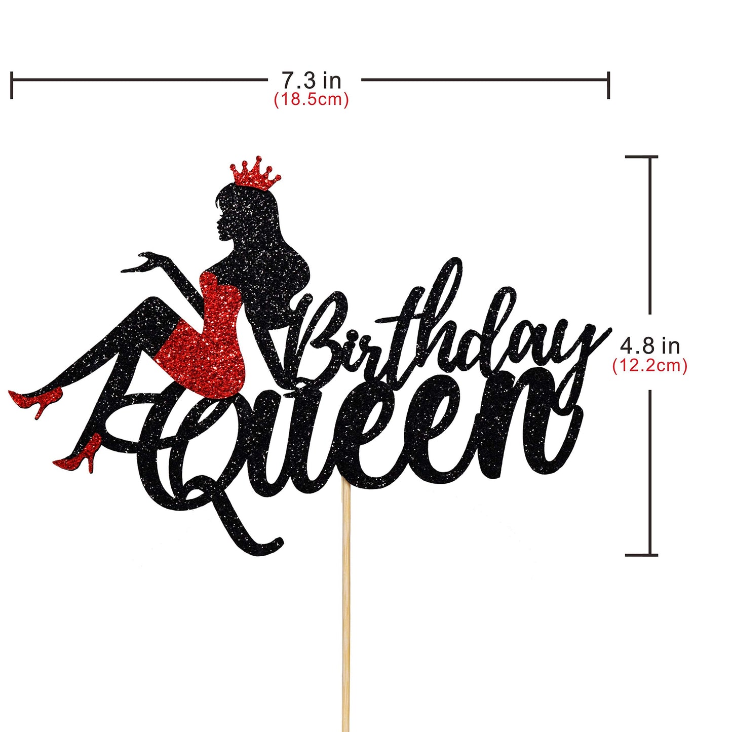 Migeaks Birthday Queen Cake Topper Crown Glitter Decoration - High Heels, Black, Eva Material, Model 01