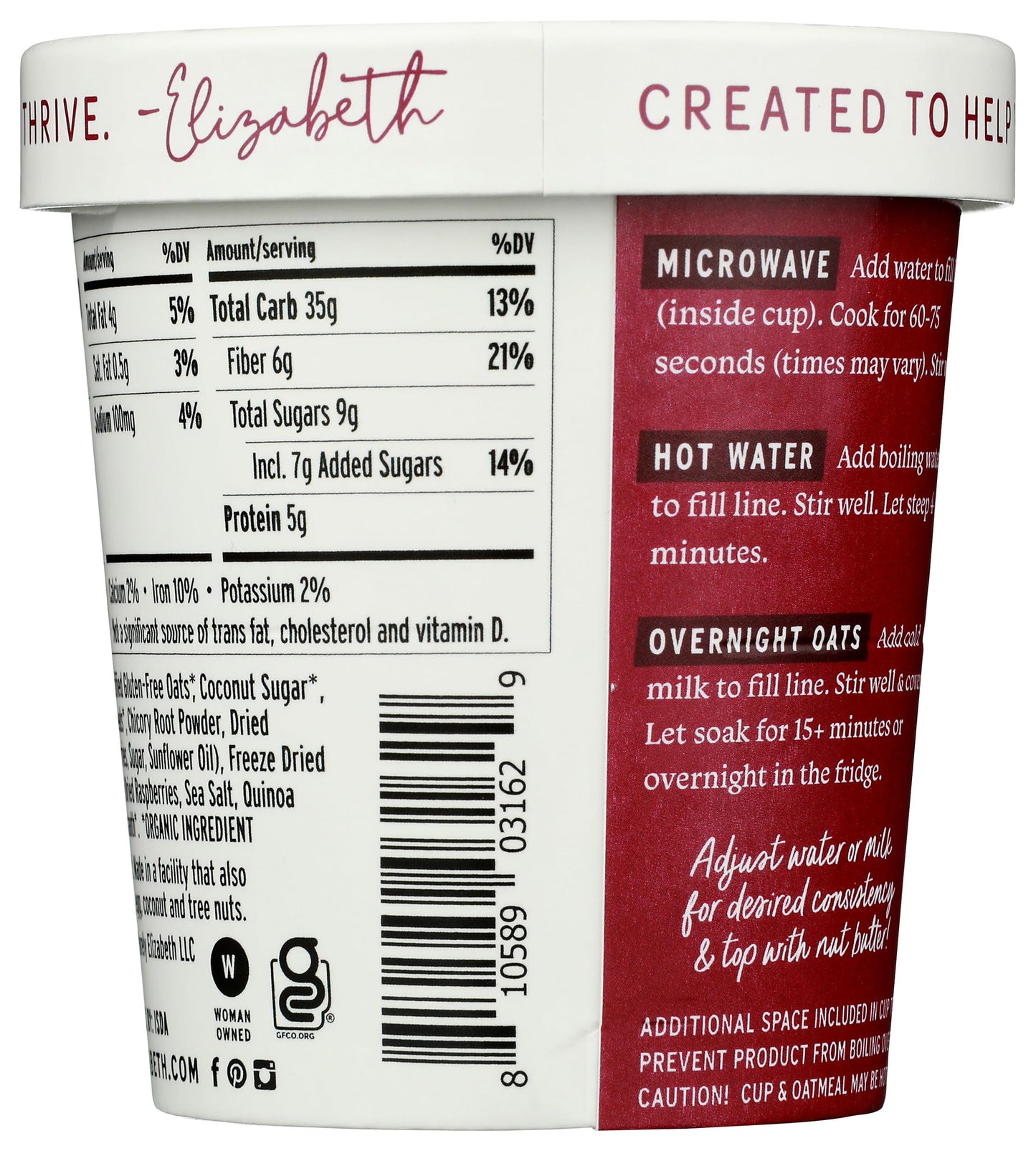 Purely Elizabeth Oatmeal Cup Mx Brry Preb 1.76 OZ