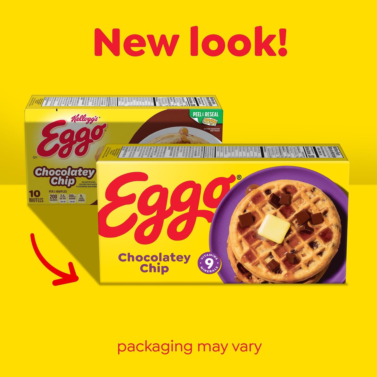 Eggo Frozen Waffles, Frozen Breakfast, Breakfast Food, Chocolatey Chip, 12.3oz Box (10 Waffles)
