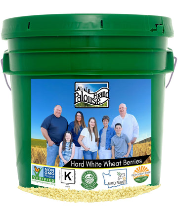 Hard White Wheat Berries | 25 Lbs | Emergency Food Storage Bucket | Non-Gmo | Grown On Our Family Farm | Bulk