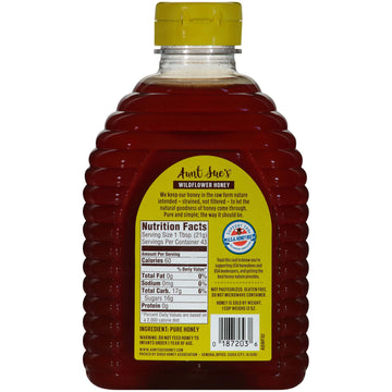 Aunt Sues Raw & Unfiltered Wildflower Honey, 32 Ounce (2 Lb), Strained Pure Honey