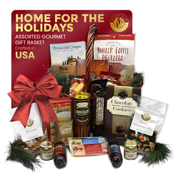 Gift Basket Village - Home For The Holidays Gourmet Gift Basket - Loaded With Crackers, Wafers, And Spreads - Food Gift Basket For All Occasions - Ideal Gourmet Gift Baskets For Family & Friends
