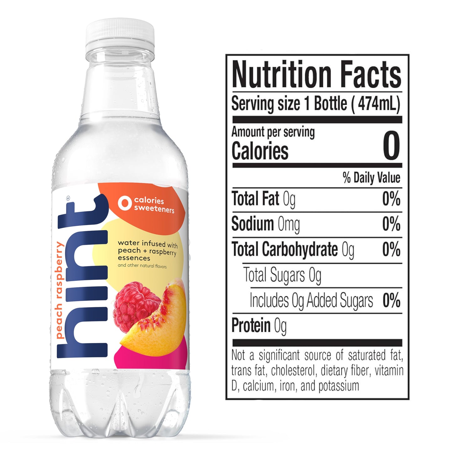 Hint Fruit-Infused Bottled Water, Peach Raspberry - Sugar Free Flavored Water With Zero Calories, Naturally Flavored, And No Art