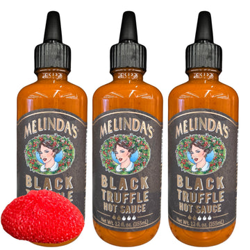 Black Truffle Hot Sauce, 12 fl. oz., 3 Pack with Bonus Dish Scrubber by RH940