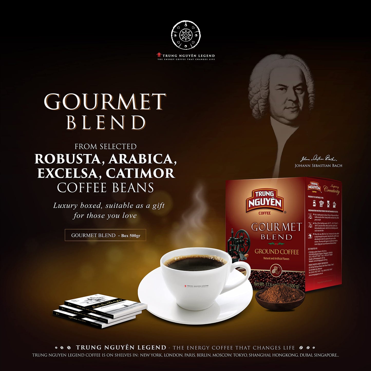 Trung Nguyen Legend Gourmet Blend Premium Roasted Ground Coffee - Chocolate And Fruity Flavor By Robusta & Arabica Coffee Beans