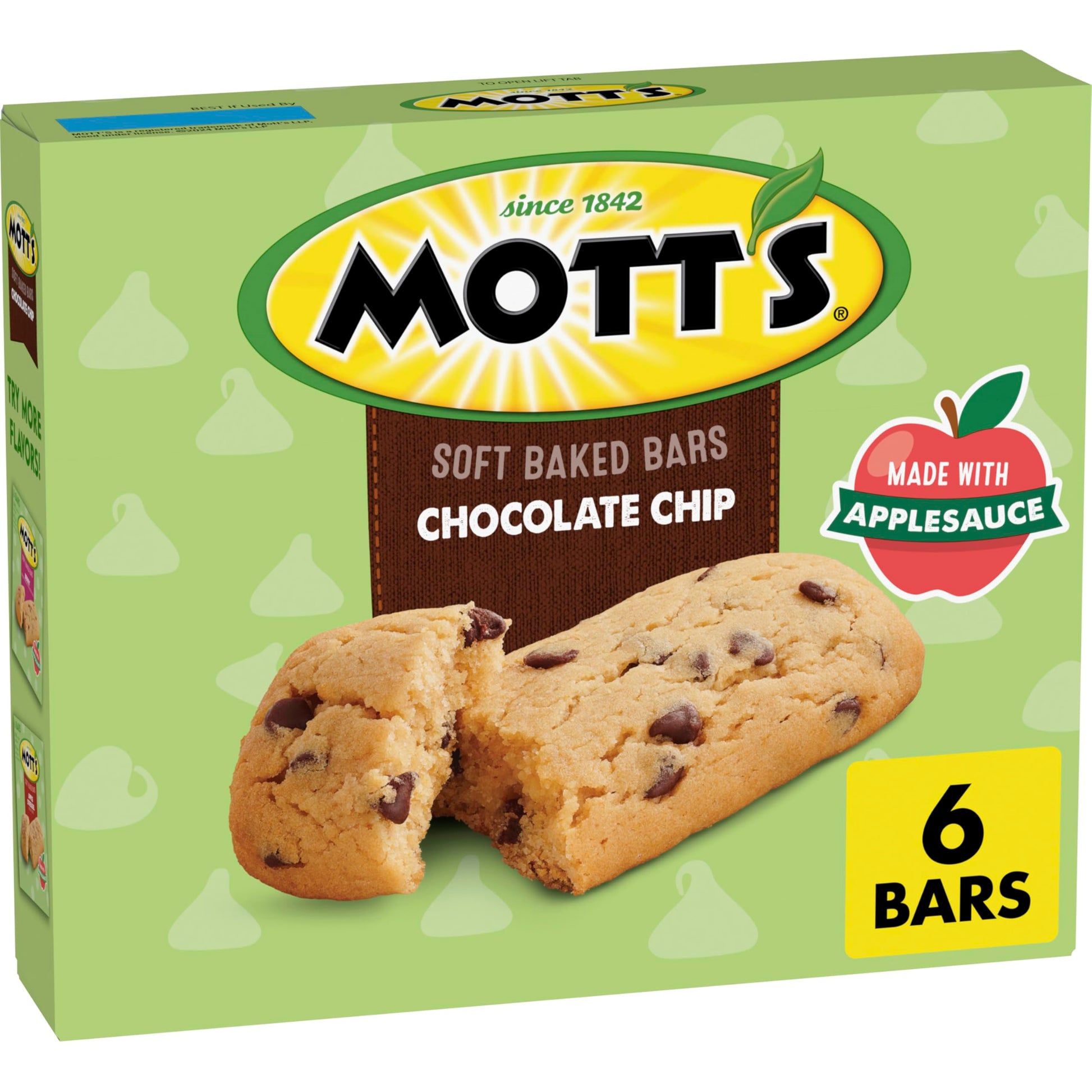 Motts Soft Baked Bars, Chocolate Chip, Made with Applesauce, 6 Count, Brown, 5.76 oz
