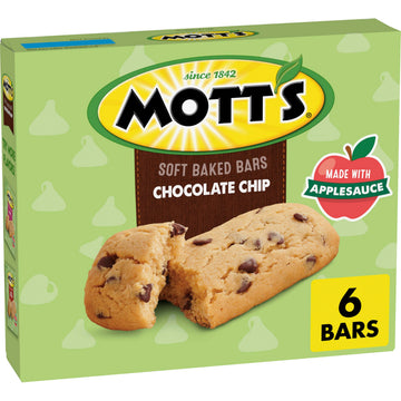 Motts Soft Baked Bars, Chocolate Chip, Made with Applesauce, 6 Count, Brown, 5.76 oz